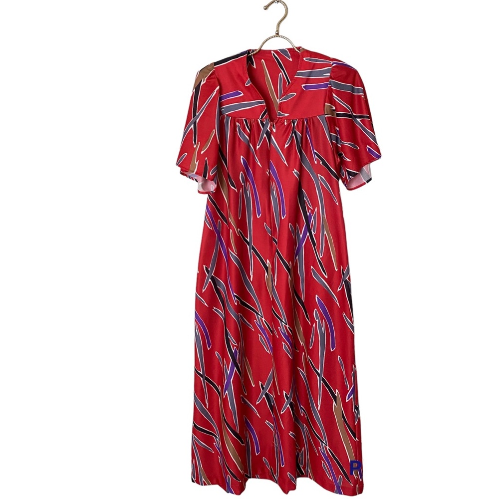 Vintage Mod Retro Polyester Mumu House Dress Summer Swim Coverup